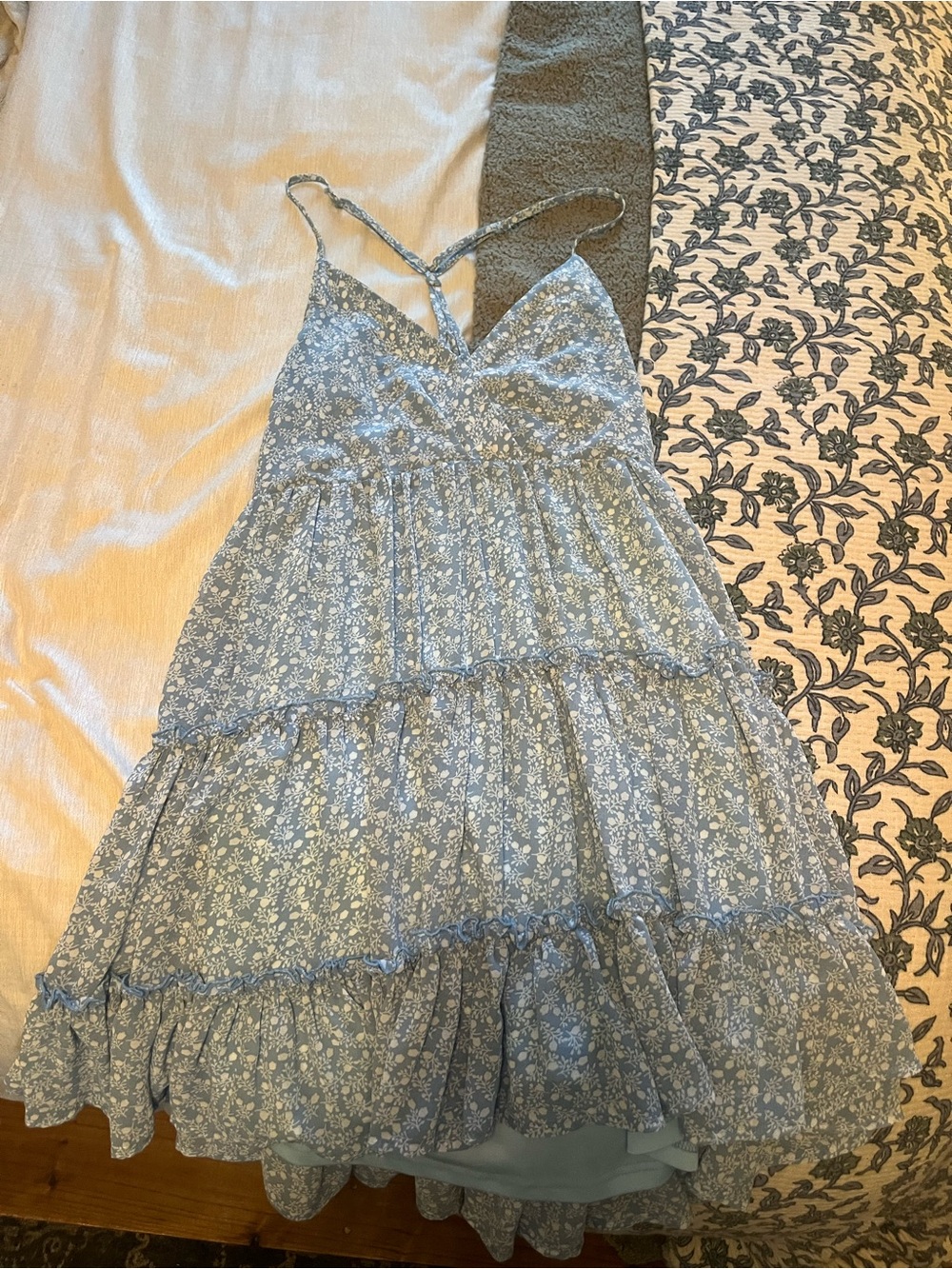 Light Blue Floral Tiered Sundress